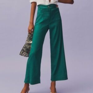 Anthropologie The Colette Linen Blend Crop Wide-Leg Pants by Maeve Size 30